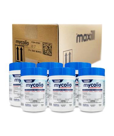 Mycolio Hospital Grade Disinfectant Wipes - 6" x 7 - Disinfecting Antibacterial Sanitizing Cleaning Wipes - 6 canisters, 960 Wipes