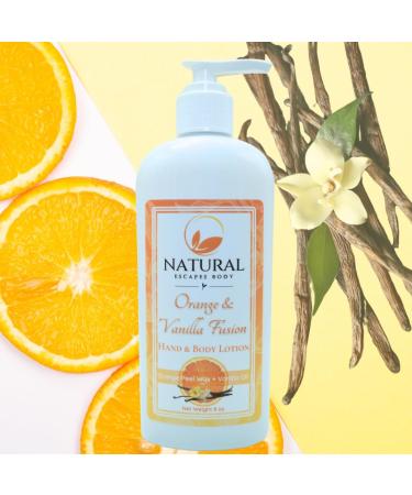 Orange & Vanilla Fusion Hand & Body Lotion, Natural Moisturizer for Dry Skin w/Aloe Vera, Coconut Oil, Ceramides, Vitamin B5, Vitamin E, Intense Moisturizing Cream 8 oz Orange & Vanilla 8 Fl Oz (Pack of 1) - Buy Online on GoSupps.com