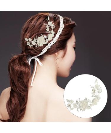 Bridal Hair Clips Vintage Elegant Ladies Pearl Hair Accessories Floral Hair Accessories Suitable for Brides and Bridesmaids or Daily Prom Wear(25cm) pearly white - Buy Online on GoSupps.com