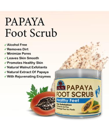 OKAY Papaya Foot Scrub 6 oz - Exfoliating and Moisturizing Foot Care Solution - Buy Online on GoSupps.com
