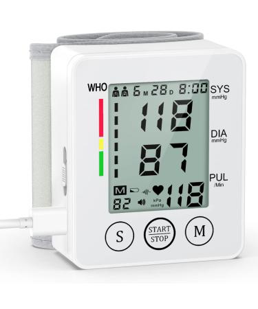 Rechargeable Wrist Blood Pressure Monitor, Blood Pressure Monitors for Home Use, BP Cuff Automatic, Blood Pressure Machine, LCD Display, Readings Memory, Large, Portable Blood Pressure Monitors