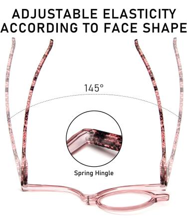 MMOWW Pink Makeup Reading Glasses 1.0x Magnification for Women - Single Lens Rotating Design - Buy Online on GoSupps.com