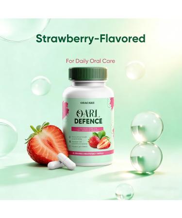 Oracare Oral Defence - Oracare Oral ProbioticsSupplement - Supports Healthy TeethGums Mouth and Fresh Odorless Breath - Strawberry Flavored Oral probioticCapsules -1PCS (60 Capsules 30 Day Supply) - Buy Online on GoSupps.com