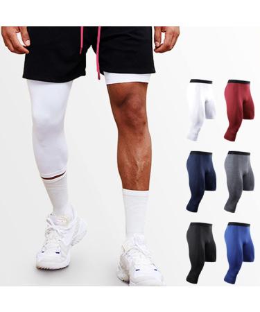 Men's Navy 3/4 Compression Capri Tights - Medium Size | Athletic Baselayer Underwear for Sports - Buy Online on GoSupps.com