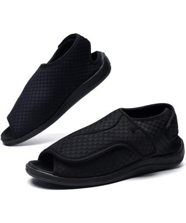 KXSM Men's Adjustable Diabetic Slipper Shoes | Extra Wide & Comfy Orthopedic Footwear for Diabetic & Surgery Recovery | Open Toe Breathable Design | 41 Black - Buy Online on GoSupps.com
