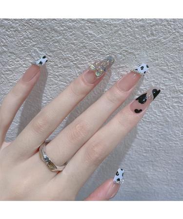Press on Nails Fake Nails Full Cover Nude False Nails Artificial Finger Acrylic Nail Manicure Kit Artificial Ballerina Nail Tips Fingernails Decoration for Women Girls Nail Art (Color : A) (A)