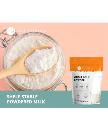 Kate Naturals Dry Whole Milk Powder (12oz) - RBST-Free, Made in USA - Ideal for Baking, Coffee, Milkshakes - Substitute for Liquid Milk - Adult & Toddler Friendly - Buy Online on GoSupps.com
