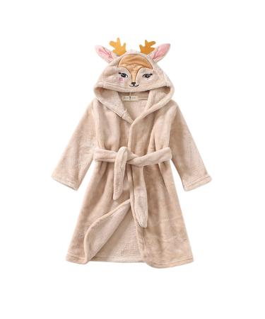 Uiflqxx baby bathrobe 3D animal-baby morning coat super soft flanel hooded bath towels animal baby bathrobe nightwear baby gifts personalized 3-4 years of Khaki