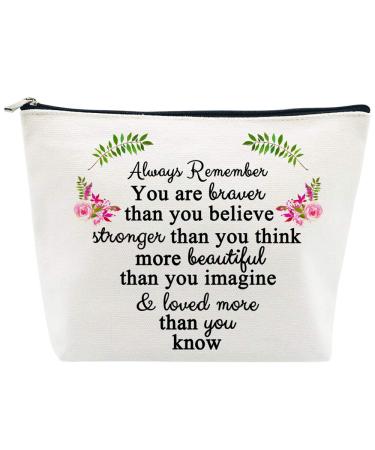 Inspirational Gifts for Women Birthday Friendship Gifts You are Braver Stronger Beautiful Loved Makeup Bag Personalized Gifts Thank You Gifts for Teacher Nurse Coworker Going Away Gifts for Christmas