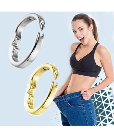 WOOXDYUK Magnetic Detox Ring Lymphatic Drainage Ring Lymphatic Drainage Therapeutic Magnetic Ring Adjustable Opening (Gold+Silver)
