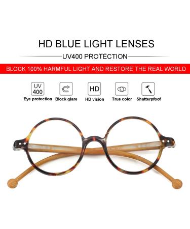 JOVAKIT Retro Round Blue Light Blocking Glasses - Vintage Style Non-Prescription Eyeglasses for Men & Women - A1 Brown Tortoise - 43mm - Buy Online on GoSupps.com