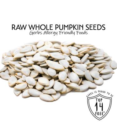 GERBS Raw Whole Pumpkin Seeds (Pepitas) In Shell 1 lb - Top 14 Allergy Free Superfood Snack - Non GMO, Gluten Free, Vegan, Keto, Kosher - Resealable Bag - Healthy and Nutritious - Buy Online on GoSupps.com