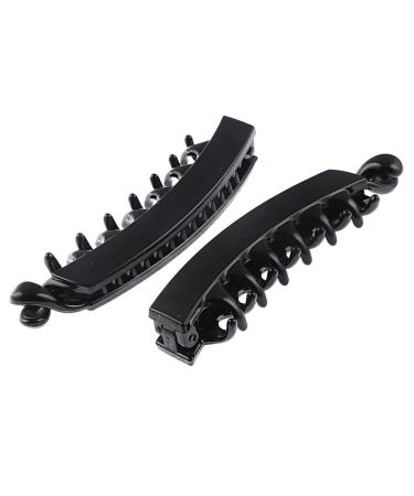 uxcell Plastic Women Ladies Hair Banana Clip Clamp Barrette Hairstyle Maker 2pcs Black