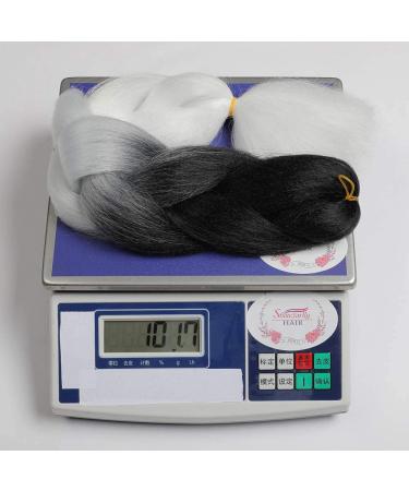 Showjarlly 24-Inch Jumbo Braid Extensions - Ombre KanCalon Hair for Crochet Twists & Box Braids - 5-Pack Black and White - Buy Online on GoSupps.com