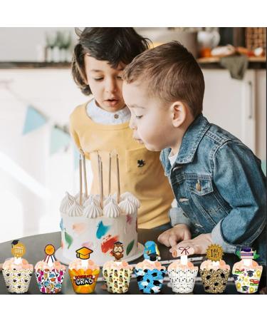 Graduation 2022 Cupcake Toppers and Wrappers Congrats Grad Party Decorations Cupcake Picks Liners Diploma Grad Cap Cute Hand Cake Decorations Supplies for 2022 Graduate Party - Buy Online on GoSupps.com