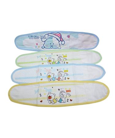Retyion 4 PCS Cartoon Adjustable Baby Infant Umbilical Cord Cotton Belly Band for 0-12 Months (Random Color) Style 1