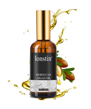 lonstin Hair Oil  Moroccan Argan Oil Hair Serum for Frizzy  Curly  Dry and Damage Hair  Leave-In Hair Treatment  Repair Hair Shine Smoothing Strengthening & Nourishing  All Hair Types 1.69Fl Oz 3.38 Fl Oz (Pack of 1)