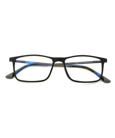 TR90 With Flexible Titanium B Temple Rectangle Reading Glasses - Blue AR Coating - Reduce fatigue strain & dry eye from computer usage. (Matte Black 1.75)