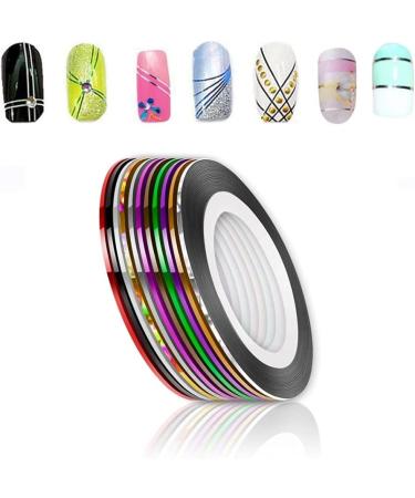 10 Rolls Mixed Colorful Nail Art Striping Tape Lines Width 2mm-Striping Tape for Nail Art-Nail Striping Tape Foil-Nail Striping Tape Thick-Nail Striping Tape with Dispenser-Self-Adhesive DIY Nail Art Tape - Buy Online on GoSupps.com
