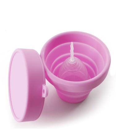 Silicone Cup for Menstrual Cup Foldable Silicone Cup Portable Cleaning Cup Ecological and Hygienic (Pink)