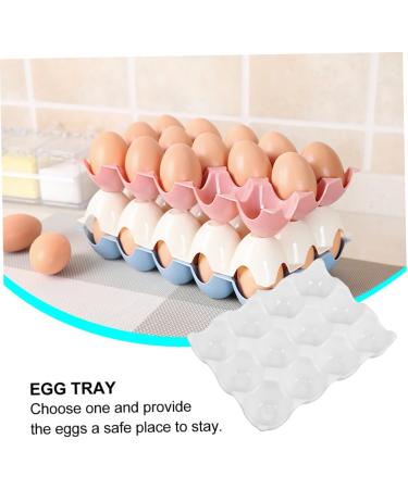 Angoily 12 Egg Tray Egg Case Holder Chicken Egg Dispenser Refrigerator Egg Holder White Ceramics Food Glass - Buy Online on GoSupps.com
