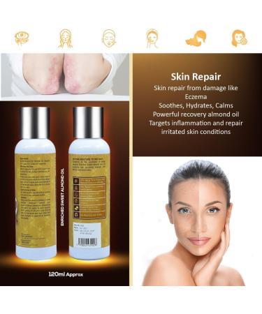 ERUR Premium: Enriched Sweet Almond Oil: Natural | Hair & Skin Nourishment | Cold Pressed | 120ml | Anti-Aging | For Hair Health Dry & Sensitive Skin and Moisturising | Root-to-Tip Care - Buy Online on GoSupps.com