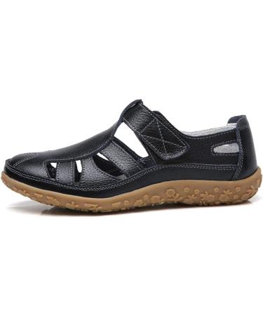 Creev Women's Soft Leather Sandals | Comfortable Flat Shoes for Summer & Casual Wear | Fashionable Walking & Driving Sandals in Blue & Red (EU Sizes 36-40) - Buy Online on GoSupps.com
