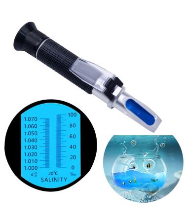 Salinity Refractometer for Aquarium, Marine Monitoring, Saltwater Testing, Dual Scale Salinity Tester 0-100 PPT& 1.000-1.070 Specific Gravity Saline Seawater Refractometer Hydrometer with ATC