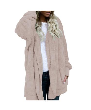 Hanxiulin fleece plush jacket fluffy warm zipper wool jacket ladies cardigan winddichter coat thick light outdoor breathable hooded tops buffer jacket transition s khaki