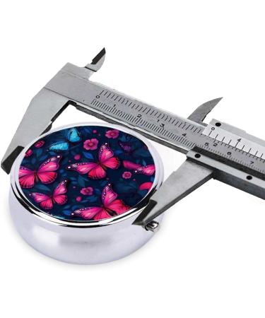 Round Pill Box - Mini Travel Medicine Organizer | Butterfly Design | Perfect for Purse & Pocket - Buy Online on GoSupps.com