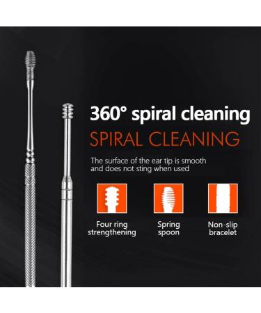 6-Piece Stainless Steel Double Head Spiral Ear Wax Removal Tool Set - Adult Ear Pick Health Care Kit - Brown - Buy Online on GoSupps.com