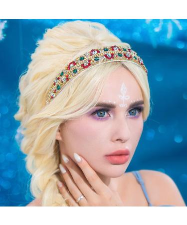 Flayem Rhinestone Red Headband Crystal crown Headband Padded Wide Baroque Hair Band Hoop Gorgeous Hair Accessories for Women and Girls (Red Green) - Buy Online on GoSupps.com