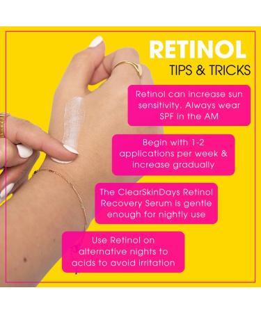 Clear Skin Days 5% Retinol Recovery Face Serum - With Niacinamide - Treats Scarring Hyperpigmentation Fine Lines & Wrinkles - Brightens Skin & Increases Cell Turnover 30ml - Buy Online on GoSupps.com