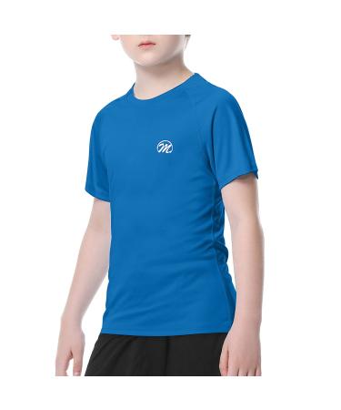 MEETWEE Boys Rash Guard Short Sleeve Kids Swim Shirt UV Protection UPF 50+ Swimming Shirt Quick-drying 8 Years Dark Blue