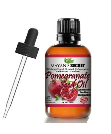 Mayan's Secret Pomegranate Seed Oil for Skin Repair -Large 4oz Glass Bottle Cold Pressed and Pure Rejuvenating Oil for Skin Hair and Nails