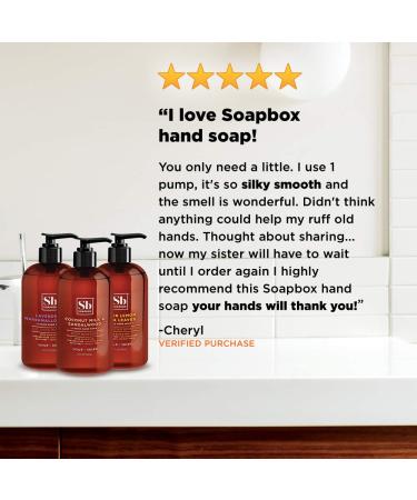 Soapbox Meyer Lemon & Tea Leaves Liquid Hand Soap - 12oz Pump Bottles (Pack of 3) | Gentle & Moisturizing Vegan Cruelty-Free Cleanser for Bathroom and Kitchen - Buy Online on GoSupps.com