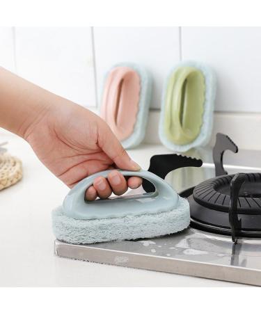 Rosrrtlm Handle Bath Brush Tile Brush Kitchen Decontamination Brush Pot Sponge Cleaning Brush Blue - Buy Online on GoSupps.com