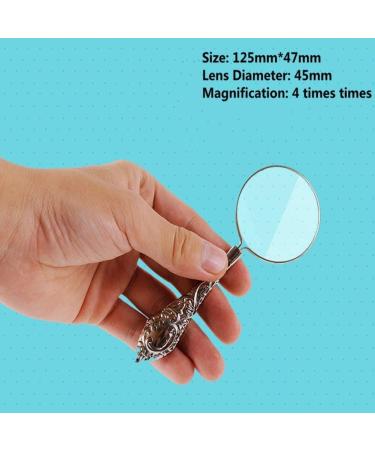 Mini Glass Handheld Retro Reading Magnifier 4X HD Lens Diameter 45mm Metal Handle Old Man Child Student Good Times - Buy Online on GoSupps.com