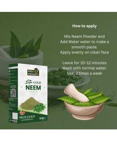 sign GOLD BIO ORGANIC Pure Neem Powder | Pure Wild-Crafted Neem Leaf Powder | Supplement for Skin and Hair | Azadirachta Indica (3.5 oz - 100grams - 0.2 lb) - Buy Online on GoSupps.com