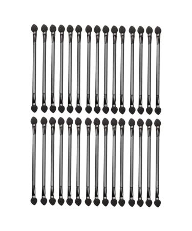 WOONEKY 30pcs Double Ended Eyeshadow Brush Dua Side Eyeshadow Brush Foam Makeup Brush Black Artificial Fiber