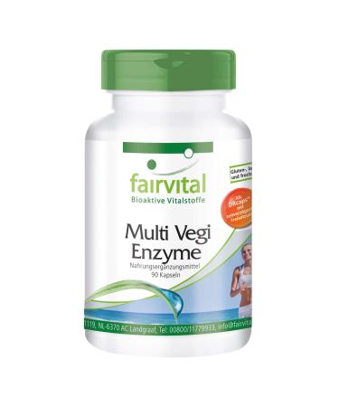 Fairvital |Multi vegi enzymes - 100% vegetable enzyme complex with bromelain + papain + amylase + lipase + protease + rutin - 90 capsules (DRCAPS ) - for a time delayed release