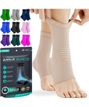 Modvel Foot & Ankle Brace Socks for Sprained Ankle Compression Sleeve - Ankle Support for Women & Men - Tendonitis & Arthritis Ankle Brace Sports Running Torn Ligaments & Women E Skin Large