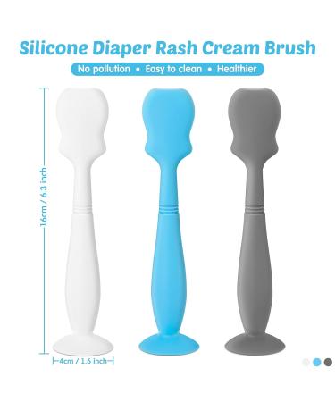3 Pack Baby Diaper Cream Spatula Applicator Set - Soft Silicone Butt Paste Brush for Newborns (Blue Gray White) - Buy Online on GoSupps.com
