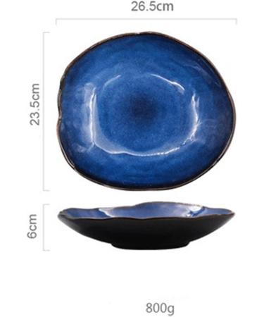 Serving Plates Household Ceramic Dinner Plate Blue Glaze Salad Plate Fruit Plate Bread Plate Irregular Tableware Western Food Plate/Kitchen Supplies for Appetizer Dinner and Desserts (Size : 26.5cm - Buy Online on GoSupps.com