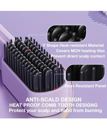 Mini Cordless Hot Comb Straightening Brush - Portable Hair Straightener for Women Negative Ion Technology Travel-Friendly with Type-C Charging & Anti-Scald - Buy Online on GoSupps.com