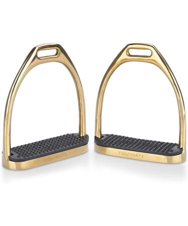 Equinate Stirrups Luna 10cm Gold - Anti-Slip Rubber Tread | Ideal for Adults & Children - 2 Pieces - Shop Internationally - Buy Online on GoSupps.com