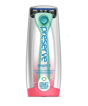 Preserve Shave 5 Five Blade Refillable Razor, Made from Recycled Materials, Assorted Colors: Coral/Neptune/Key Lime (Color May Vary) Color May Vary: Coral Pink/Neptune Blue/Key Lime Green