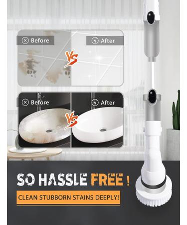 YOUKADA Power Spin Scrubber - Electric Super Cleaning Brush for Home and Kitchen | 3 Brush Heads, 1 Extension Arm (Gray) - Buy Online on GoSupps.com