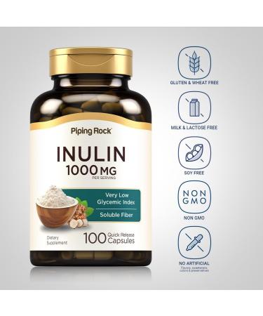 Piping Rock Organic Inulin Capsules 1000 mg | 100 Count | Low Glycemic Index | Soluble Fiber Supplement | Non-GMO Gluten Free - Buy Online on GoSupps.com