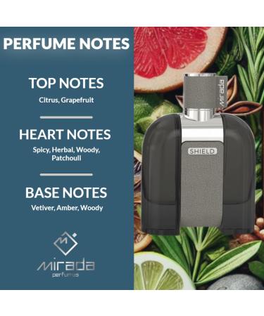 MIRADA Shield Men's Eau de Parfum (EDP) 3.4 FL. Oz (100ml) Men s Perfume with Notes of Citrus Grapefruit Spicy Herbal Woody Patchouli Vetiver Amber - Buy Online on GoSupps.com
